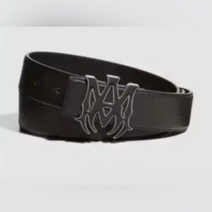 Amiri Black & Silver M.A. Logo Buckle Black  Belt